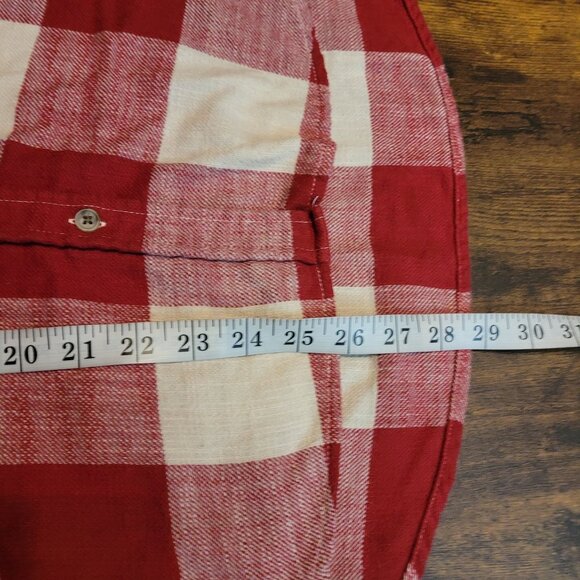 American Eagle Buffalo Plaid Hoodie M Hi Low Hem Pocket Front Gorpcore - Picture 8 of 9